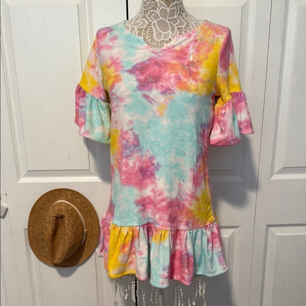 New w/o tags Polo by Ralph Lauren Colorful Tie-Dye Tunic Swim